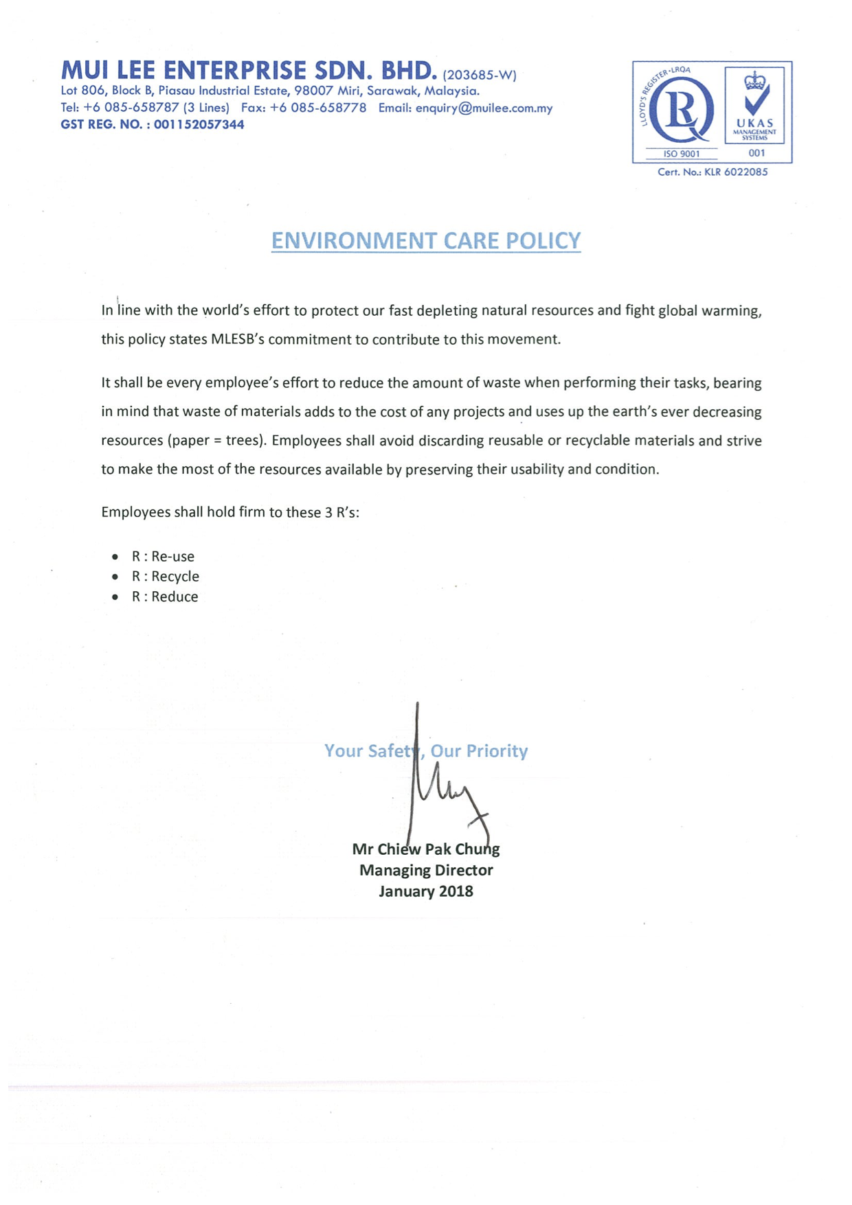 Environmental Care Policy