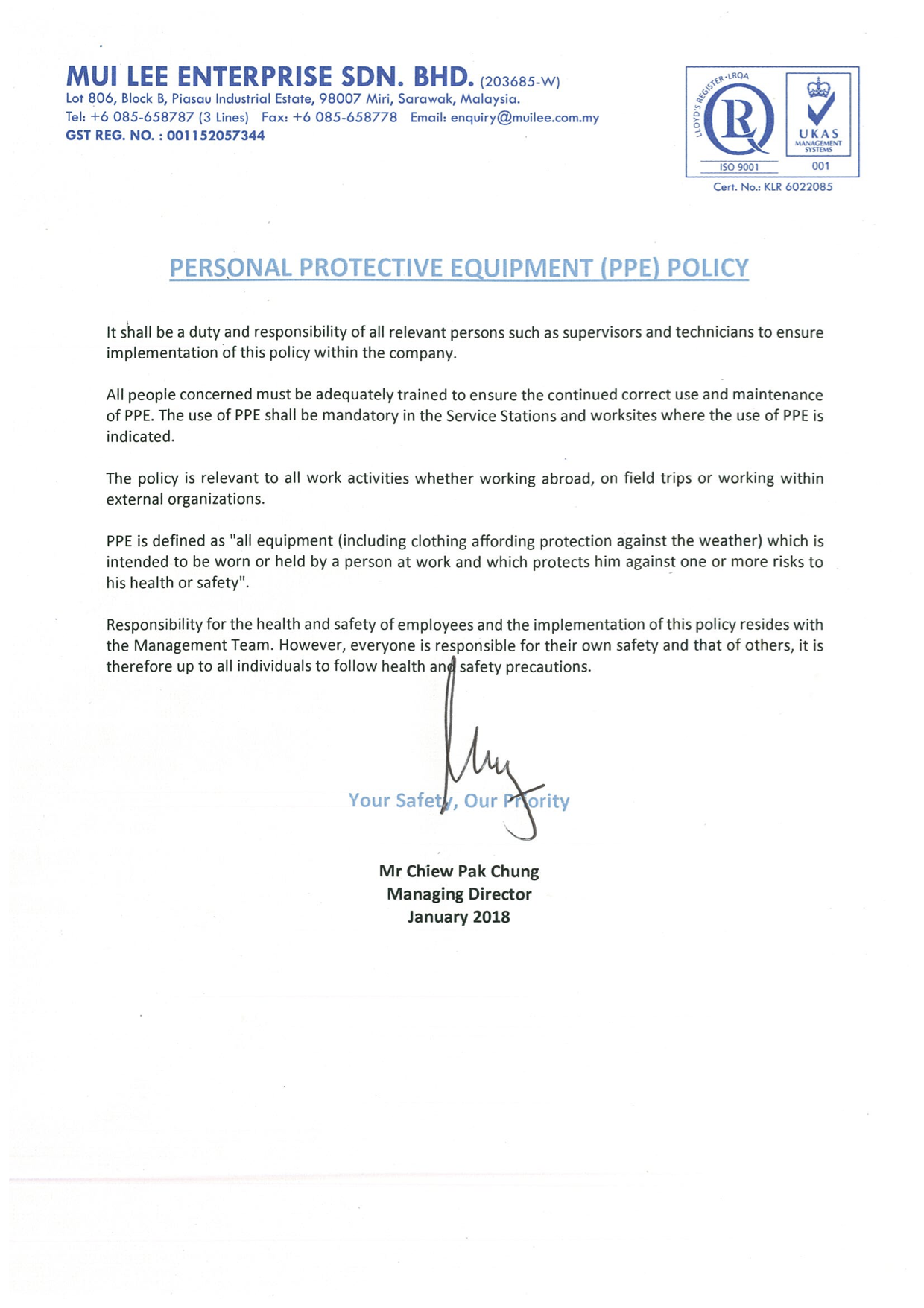 PPE Policy